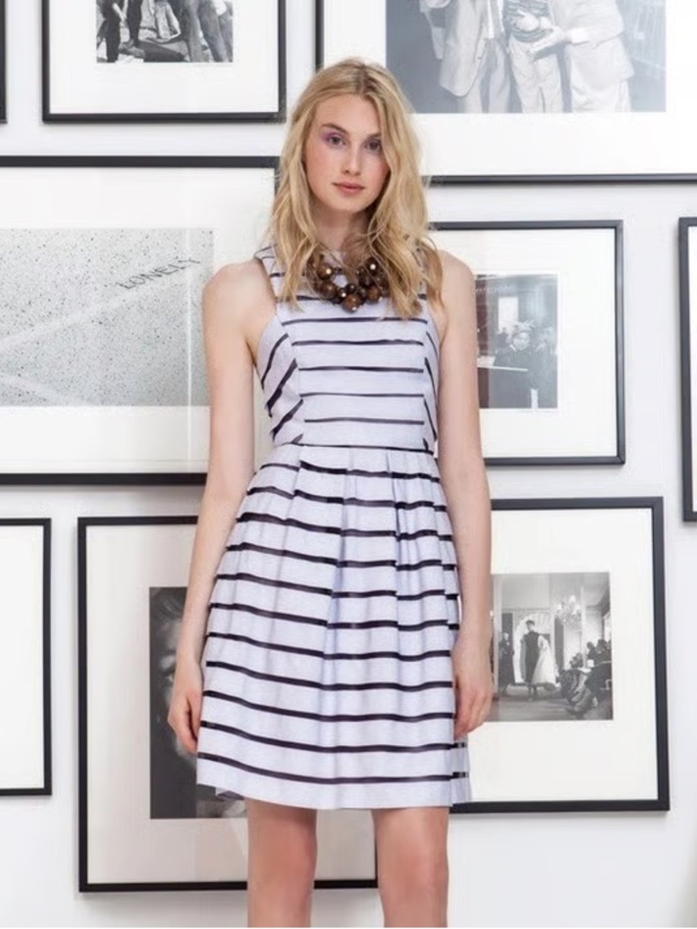 Lela Rose Ribbon Stripe Mini Dress in Lavender, Size 6